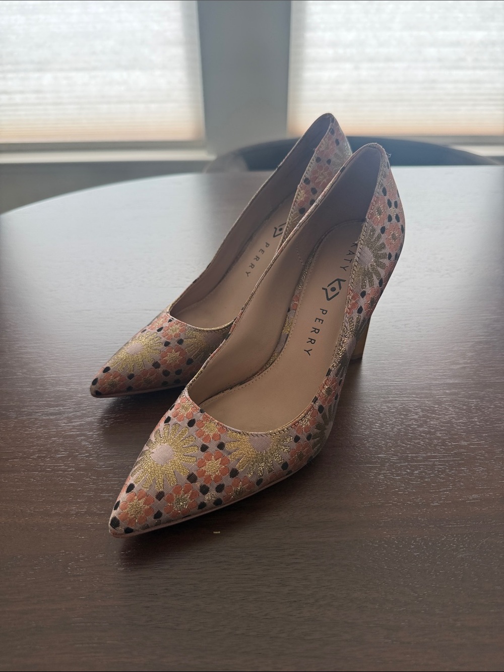Katy Perry Collections Pink Floral Embroidered Pointed-Toe Pumps